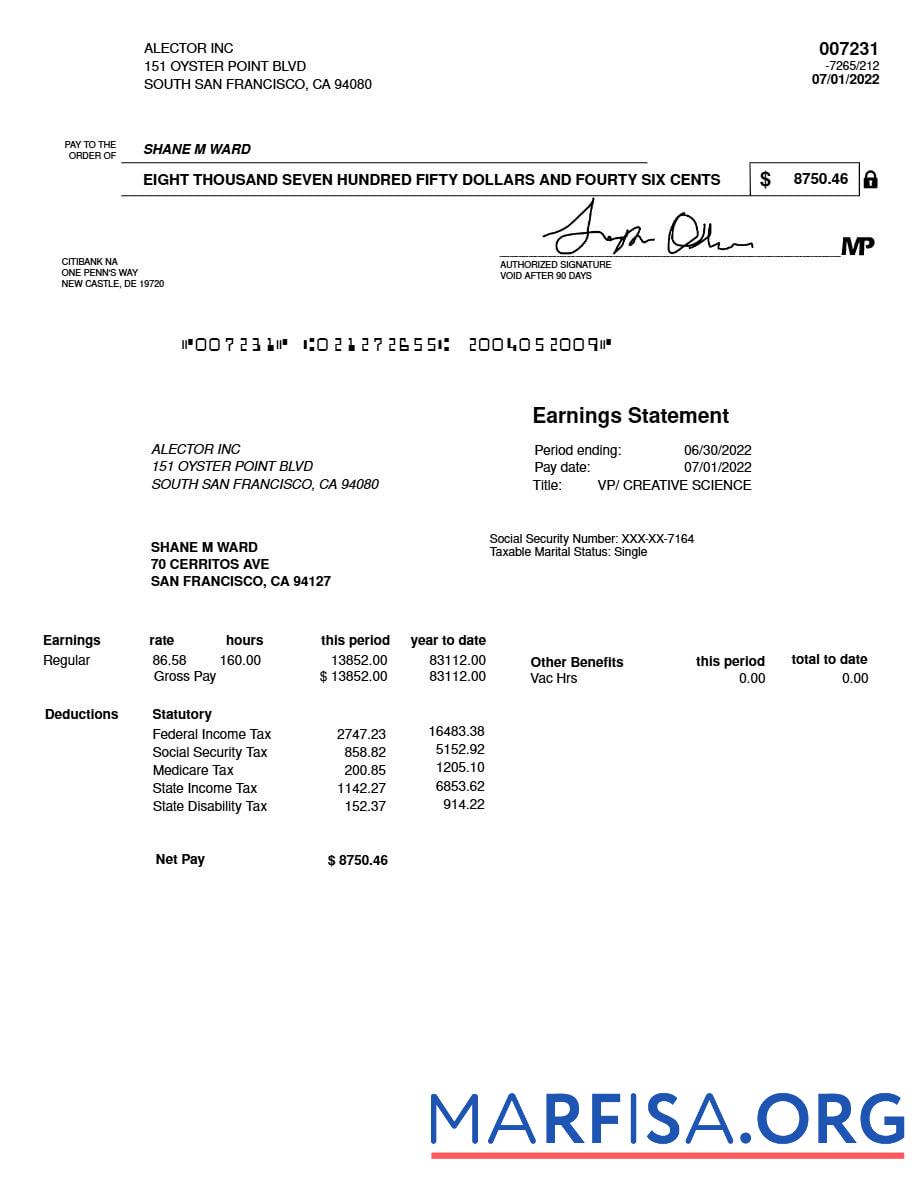 Downloadable Alector INC earnings statement real example